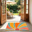 Tapis de sol géométrique rétro 24 po x 36 po, bleu sarcelle, pour porte d'entrée Retro Swirl Sun
