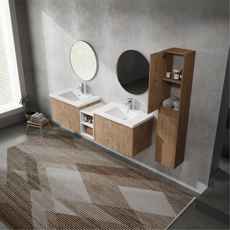 Meuble-lavabo moderne avec armoire latérale et charnières