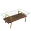 Table basse moderne avec cadre en verre et en métal transparent pour salon