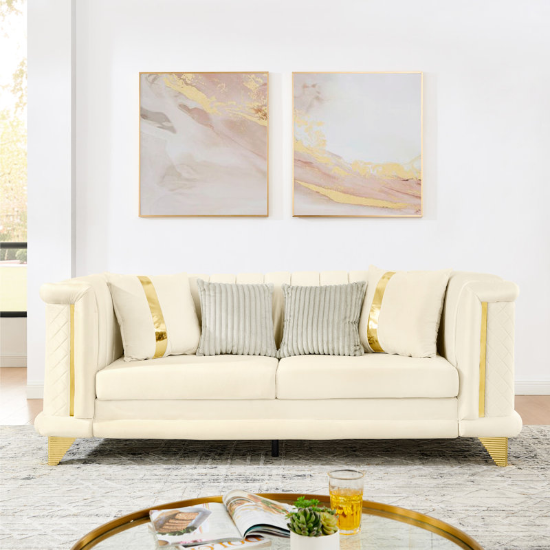 Canapé en velours de luxe élégant de style moderne Mid-Century