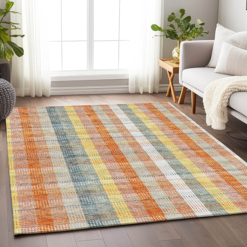 Premium Machine Washable Prisco Peach Rug, Rectangle 9' x 12'