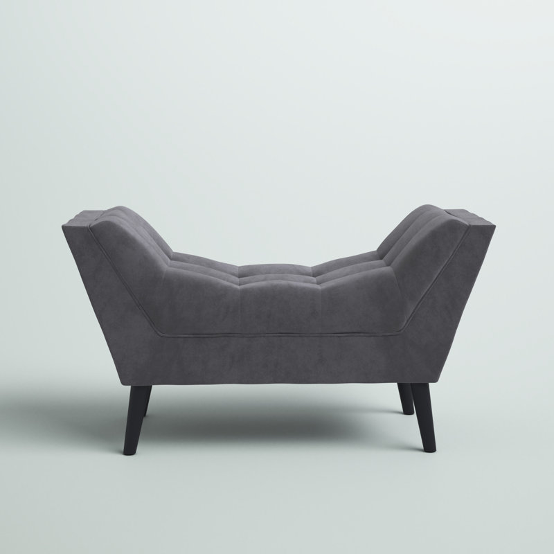 Hannum Velvet Upholstered Bench, Dark Grey