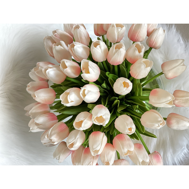 Arrangement floral moderne 60 tulipes, Rose clair