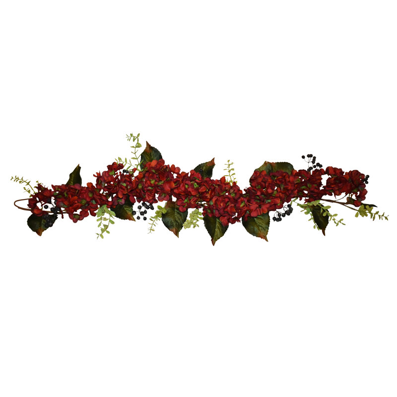 60" Vintage Red Hydrangea Blueberries Garland