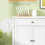 Buffet de cuisine blanc avec 2 tiroirs et tablettes réglables pour rangement moderne et multifonctionnel