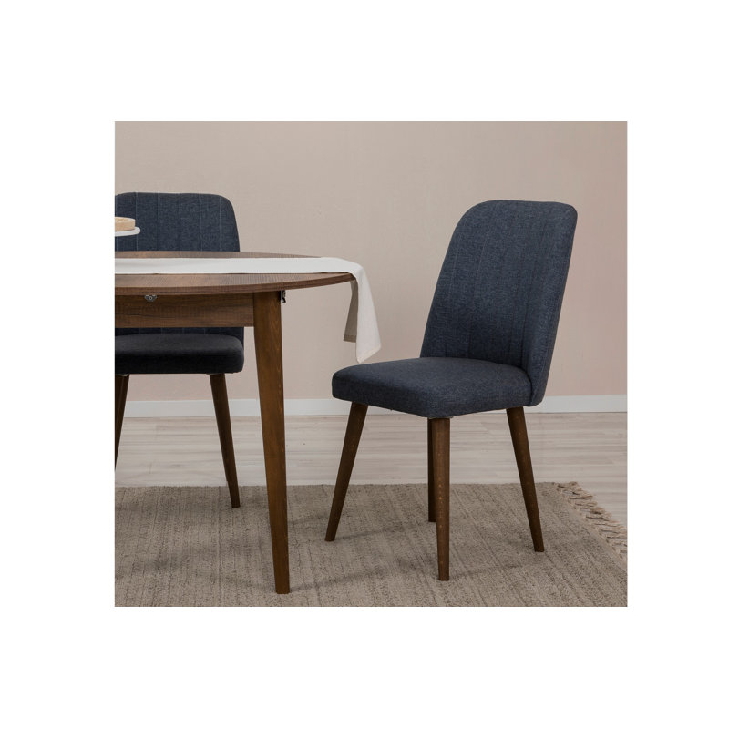 Ensemble de table et chaises de salle à manger extensible D urgu (3 pièces), Brun/bleu