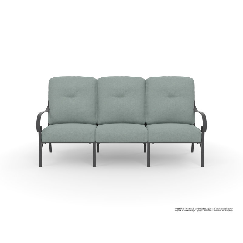 Pasadera Outdoor 3 - Seat Patio Sofa, Carbon Black, Alcazar Redwood