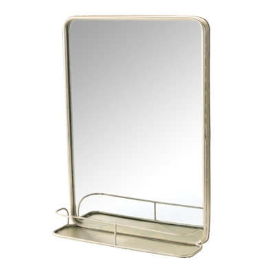 Miroir mural en métal avec tablette