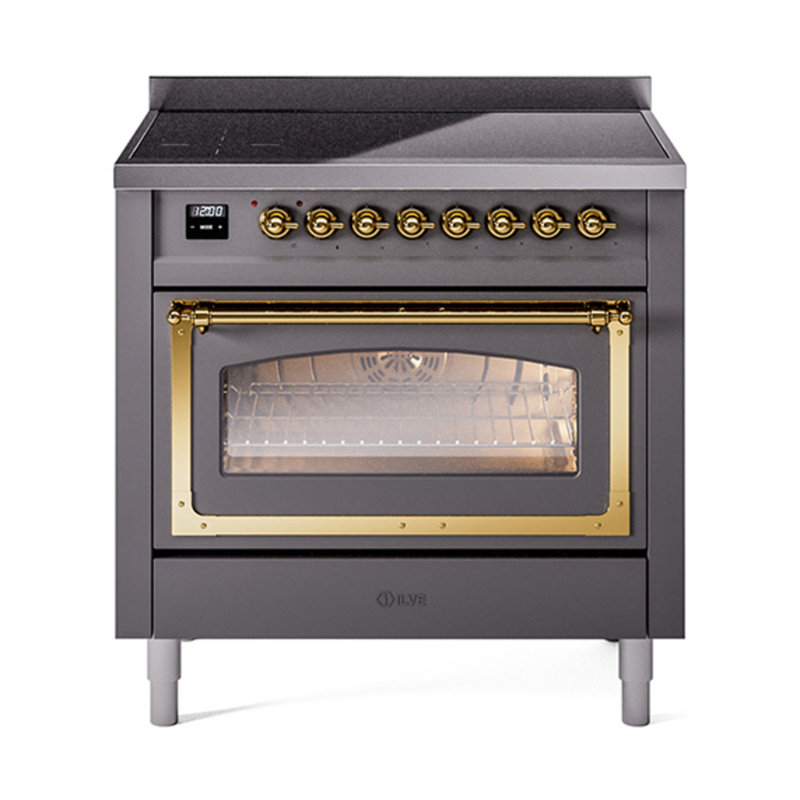 ILVE Nostalgie II Noblesse 36 in Induction Range, Graphite Matte/Brass