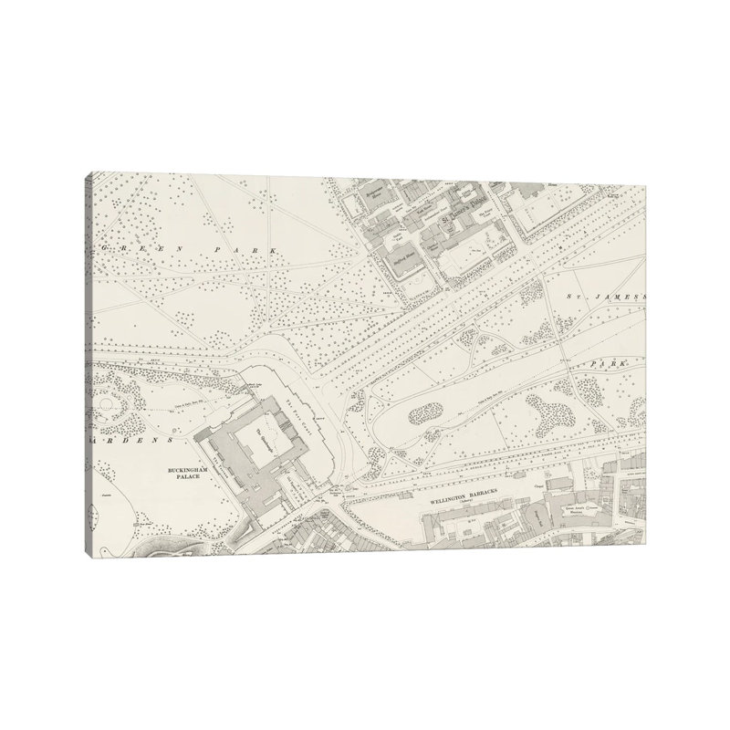 Buckingham Palace London Map 1 Piece Wrapped Canvas Painting, 66.04 cm H x 45.72 cm W x 1.91 cm D