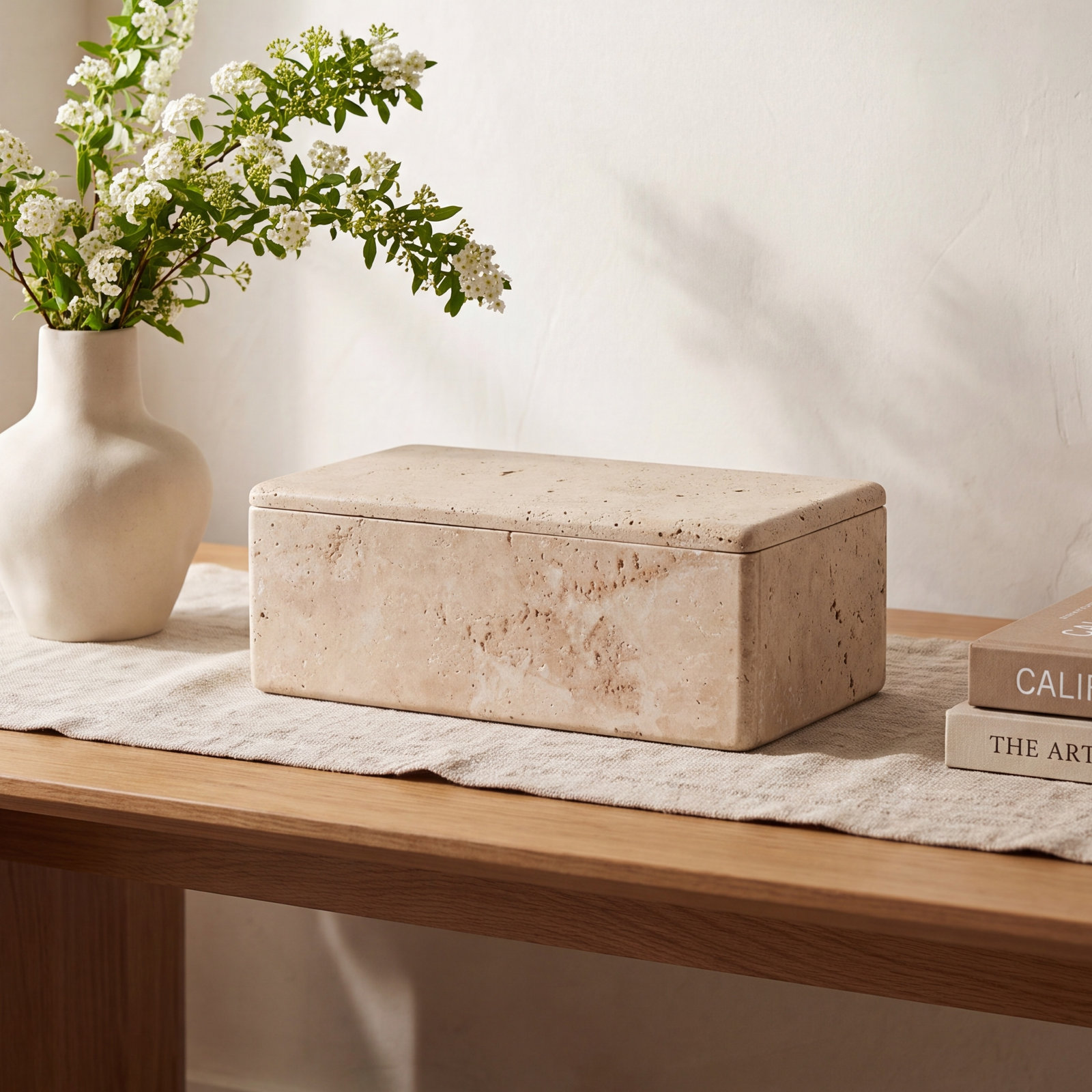 Small Travertine Rectangular Box