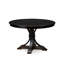 Ensemble de table de cuisine 7 pièces comprenant une table ronde de 48 po avec piédestal et 6 chaises rembourrées en tissu de polyester noir, noir sablé-1746246936-1746246942