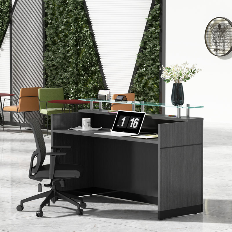 Karstens 2 Person Rectangle Glass Reception Desk