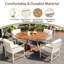 Ensemble 5 pièces de table de salle à manger d'extérieur moderne en bois d'acacia extensible, ensemble de table ronde pliable en forme de feuille de papillon de 12 pouces avec 4 fauteuils en rotin, structure en fer robuste, housses de coussin amovibles, facile à installer