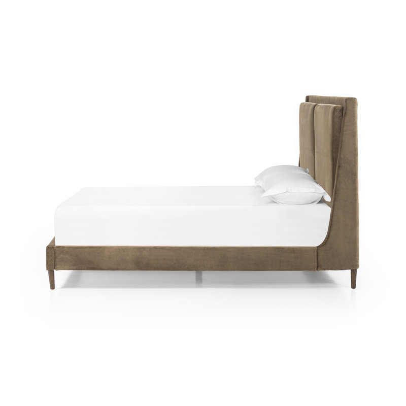 Aurelle Upholstered Wingback Bed, King, Surrey Olive