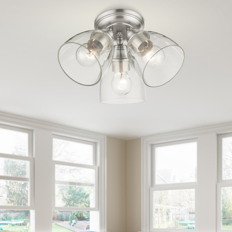 Plafonnier encastré 3 lumières 14,25 po Bargas, Nickel brossé