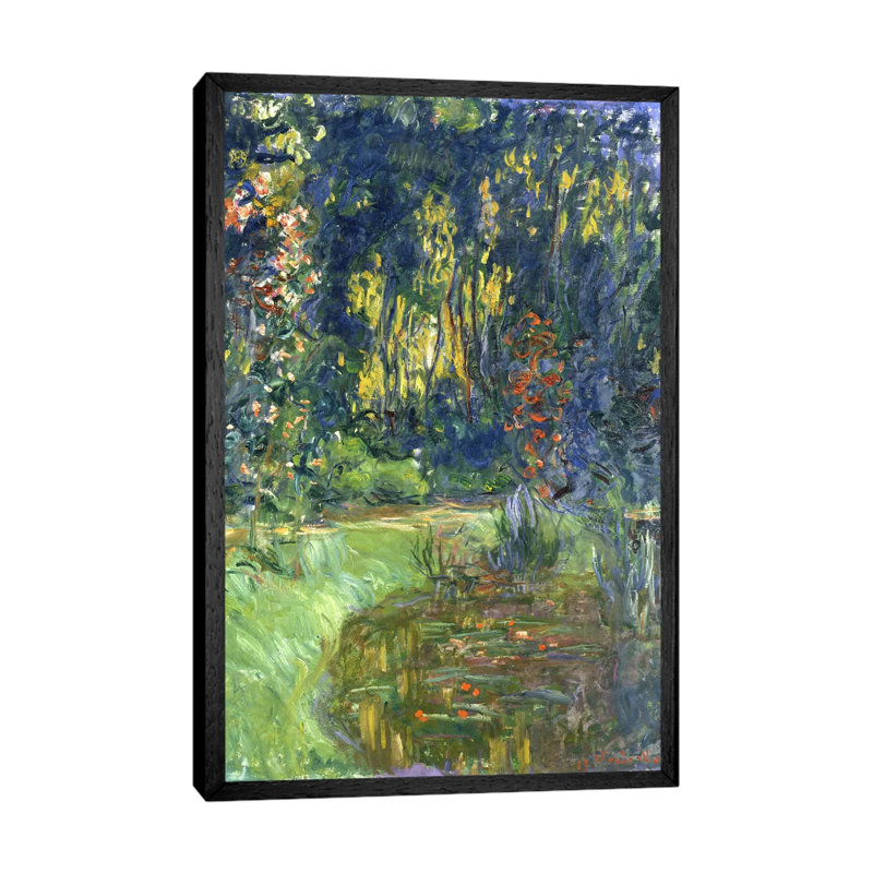 Garden Of Giverny, 1923 by Claude Monet - Painting on Canvas, 101.6 cm H x 66.04 cm W, Black Framed