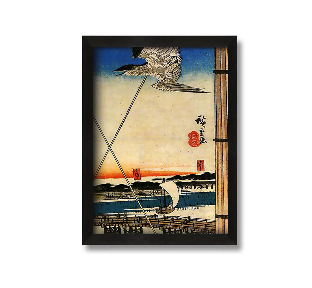 Gerahmtes Leinwandbild A Cuckoo Flying Masts by Hiroshige