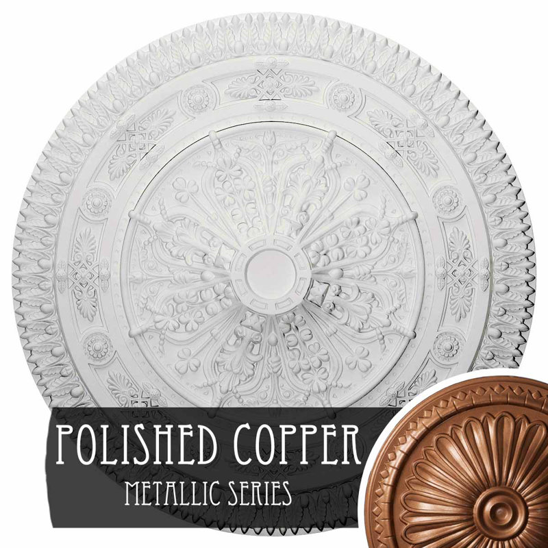 Médaillon de plafond de 37 1/2 po de diamètre extérieur x P 3 3/8 po (convient aux auvents jusqu'à 3 3/8 po), Cuivre poli