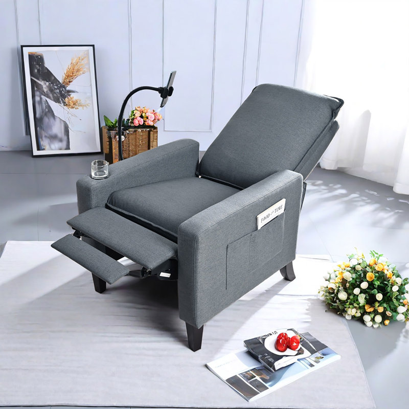 Yiran Upholstered Recliner, Gray Polyester