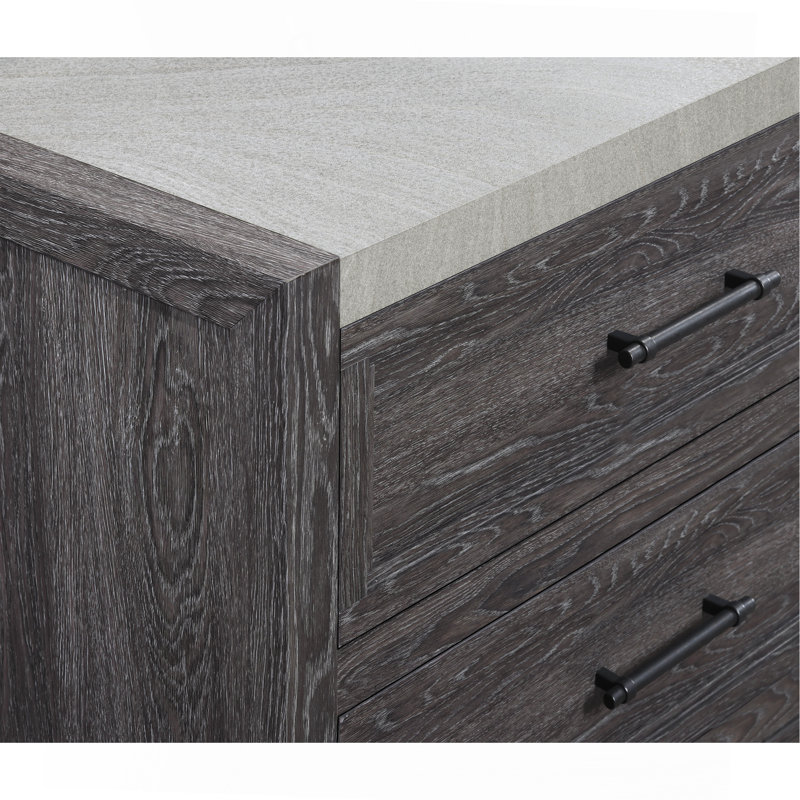 Armoire de chevet 1 pièce 6 tiroirs bicolore rustique 6 tiroirs