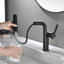 Robinet de salle de bain moderne pivotant à poignée simple 180 degrés avec douchette rétractable et 3 modes de jet