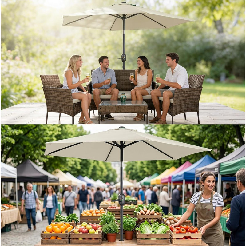 Beach Parasol, 276cm W x 190cm D, Cream
