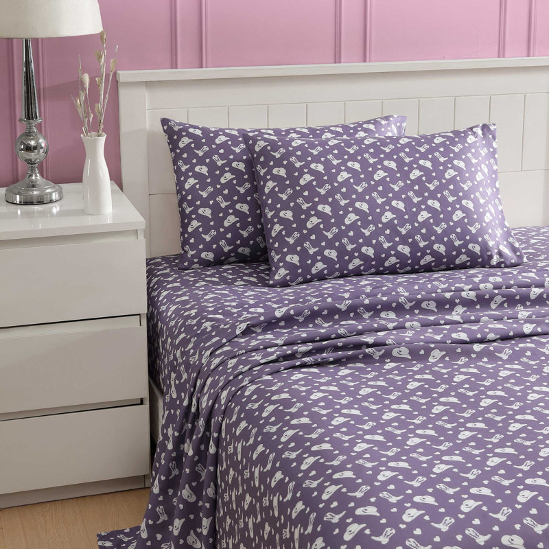 Betsey Johnson Printed Novelty Sheet Sets, Cowgirl Disco Purple, Queen Sheet Set with 2 Standard Pillowcases