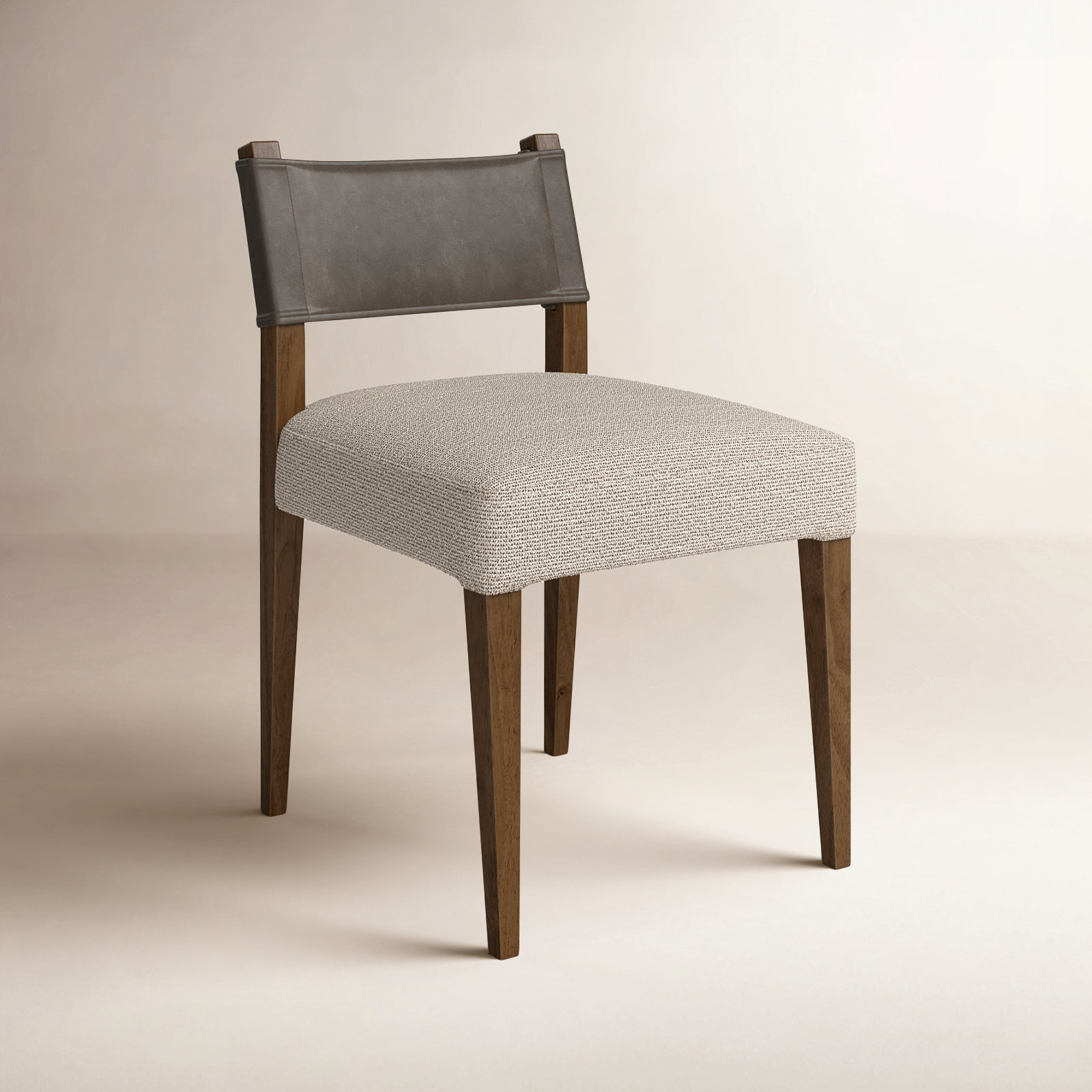 Lorretta Genuine Leather Dining Chair, Polyester/Leather Nubuck Charcoal, Brown