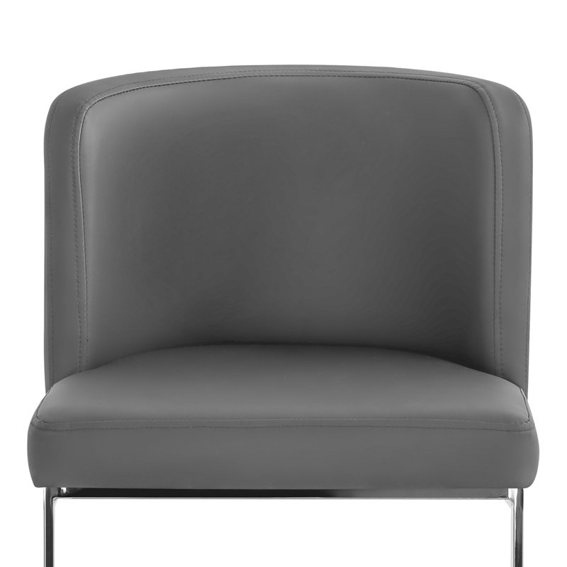 Tabouret de comptoir rembourré 26 po Bittencourt, Similicuir - gris, 1