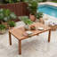 Table de salle à manger rectangulaire en bois d'acacia avec plateau à lattes, table d'intérieur/extérieur pour terrasse avec coins arrondis
