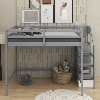 Lit mezzanine double avec garde-robe