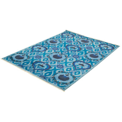 Nansi One-of-a-Kind 6'3" X 8'10" 2010s Wool Area Rug in Light Blue