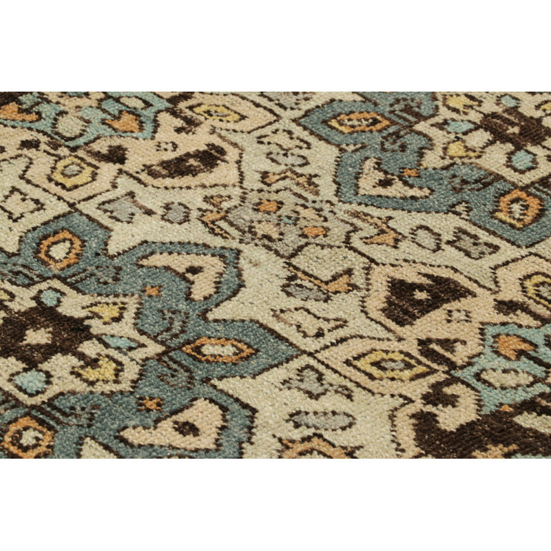 Burano Hand Knotted Wool Geometric Area Rug, Runner 3' x 8'