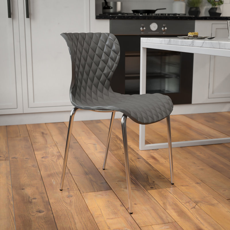 Lowell Contemporary Design Plastic Stack Chair, Gray, 1