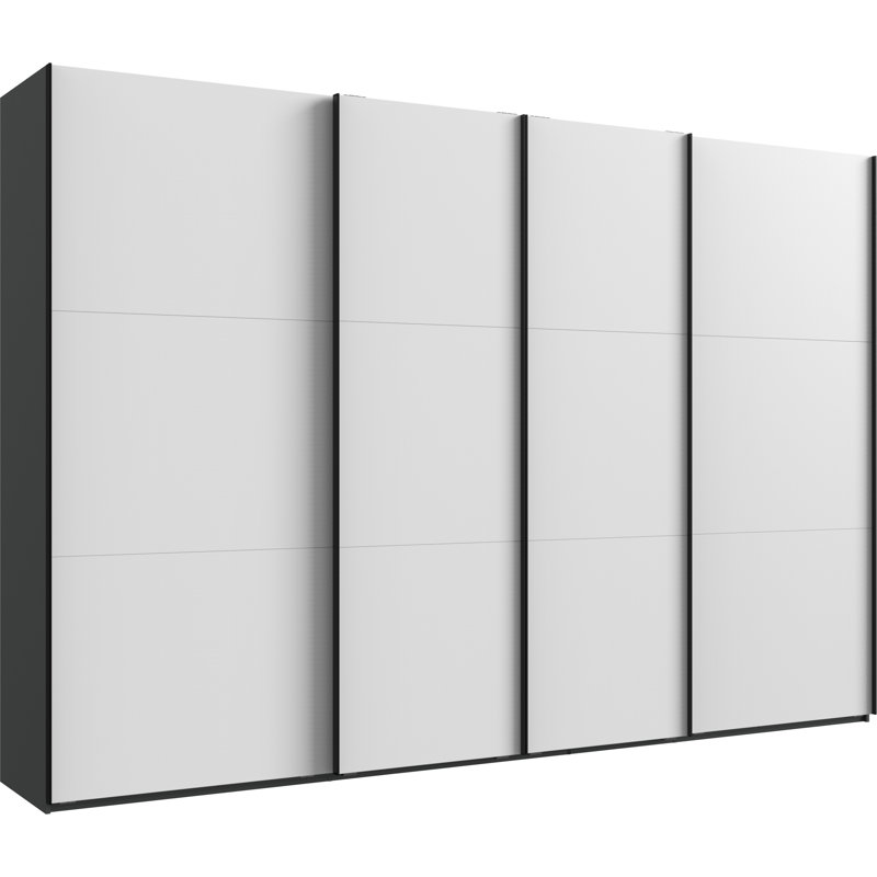 Guardino 4 Door Wardrobe, 216cm H x 350cm W x 65cm D, Graphite/White