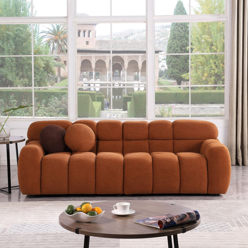 Daviya 86.5" Upholstered Sofa, Brown, 28" H x 86.5" W x 36" D