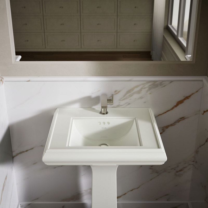 Memoirs® 26.375" Tall Rectangular Pedestal Bathroom Sink with Overflow, Sandbar, 4" Centers
