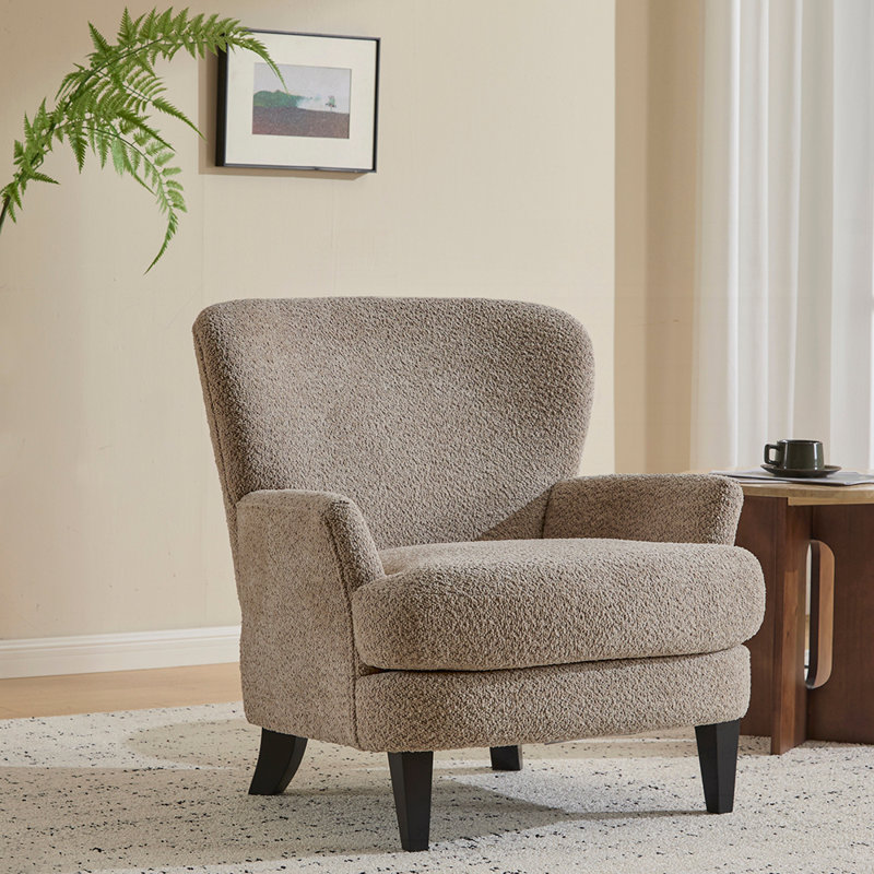 Fauteuil club rembourré Fleckenstein Boucle, Marron clair