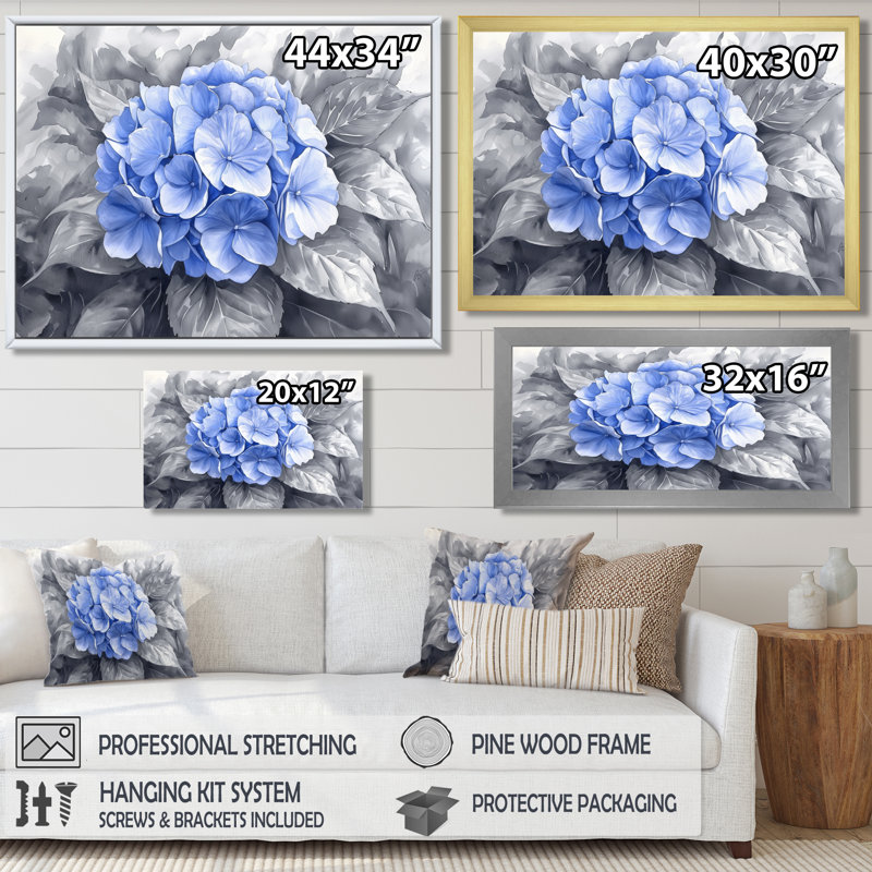 Jacynda - Floral Wall Art, Impression d'un seul cadre photo, Noir, noir, noir, noir, H 12 po x l 20 po