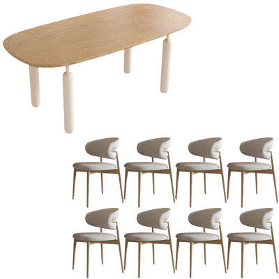 French style oval solid wood dining table set