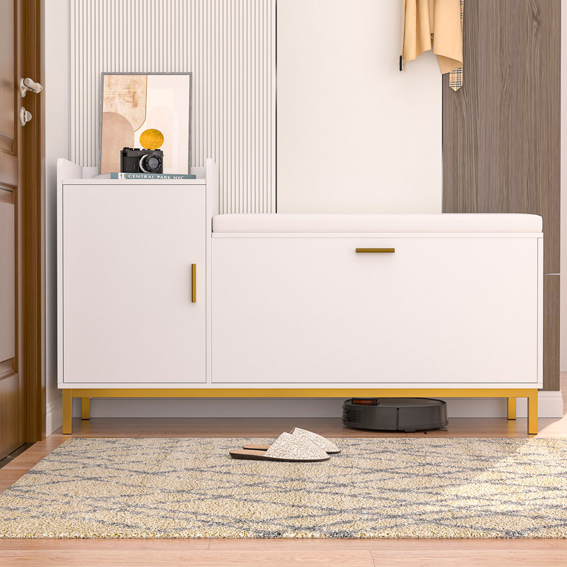 Banc de rangement pour chaussures Molaire, Blanc
