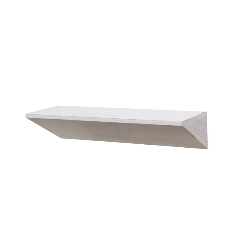 Petite tablette murale flottante décorative en bois rustique - Naturel, Blanc, H 5 po x l 23,75 po x P 8 po