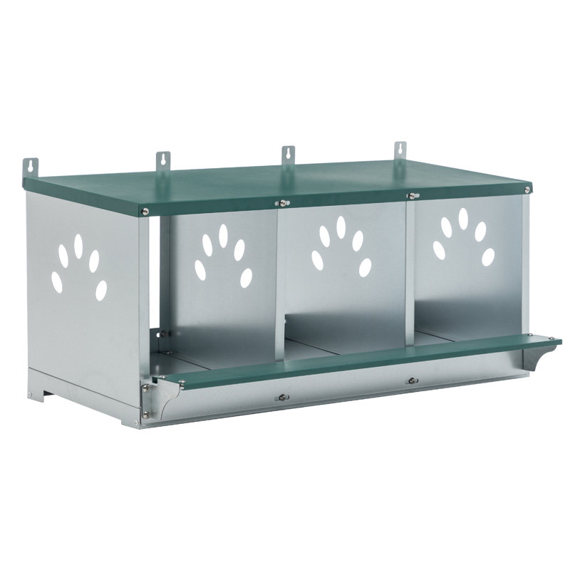 Boîtes de nidification pour poulets, boîte de nidification pour poulets à 3 compartiments, boîtes de ponte pour poules, boîte de nid pour poulets en métal à fixation murale