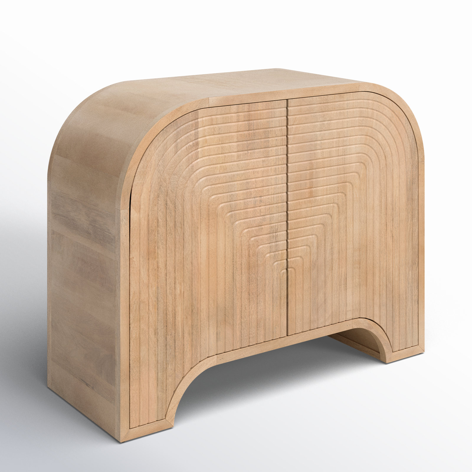 Fluted Mango Wood Accent Cabinet