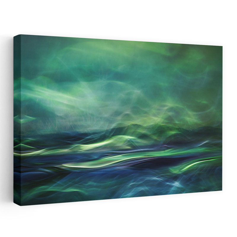 Art contemporain, paysage de rêve abstrait coloré, océan, H 40 po x l 60 po