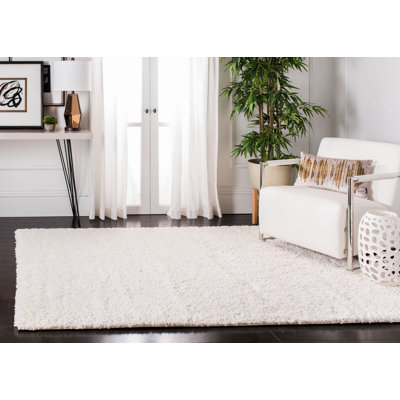 Aubreana Solid Colour Ivory Area Rug
