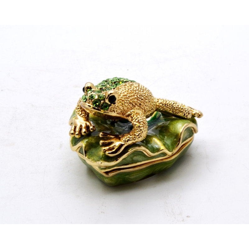 Cristaux autrichiens beiges avec grenouille sur lis