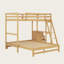 Lit superposé simple au dessus d'un lit double avec bureau intégré et 3 tiroirs, conception convertible, structure en bois massif, lit mezzanine peu encombrant pour enfants-510273423