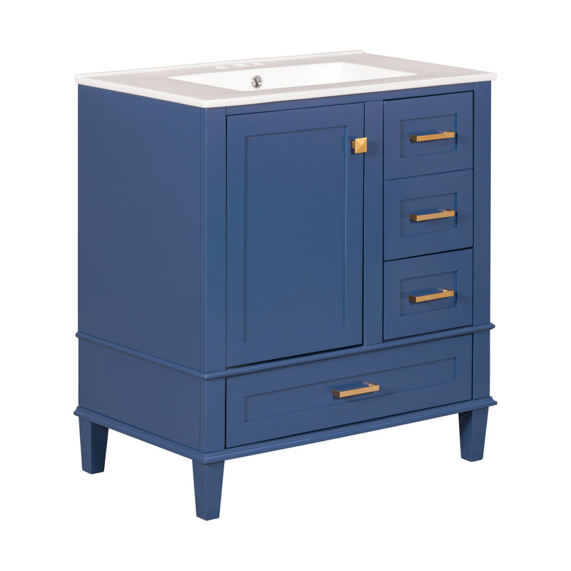Meuble-lavabo de qualité supérieure avec rangement abondant et design élégant, Bleu
